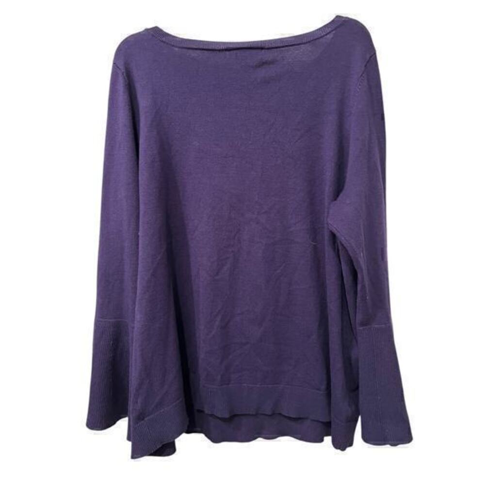 Lane Bryant Woman’s Rich Purple Pullover Sweater Flare Bell Sleeves Size 18-20